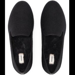 Birdies The Starling Wool Faux Fur Lined Smoking Slipper Loafer Flats Black 9